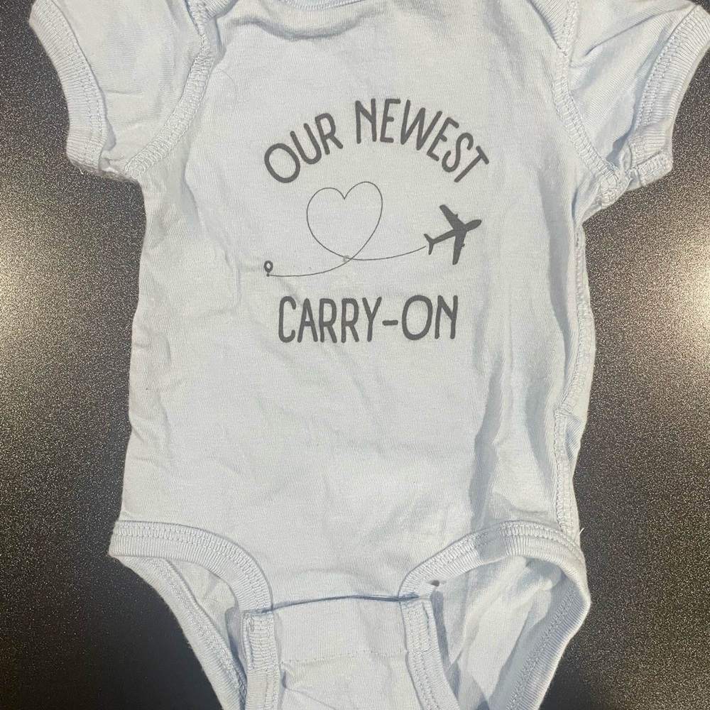 Newborn “Our Newest Carry-On” Onesie✈️ ❤️